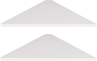 Corner Mounting Shelf Set of 2 – Easy to Install Floating Wall Shelves with Wood Grain Finish, Durable and Waterproof ABS Plastic for Kitchen, Bathroom, Living Room Home Décor