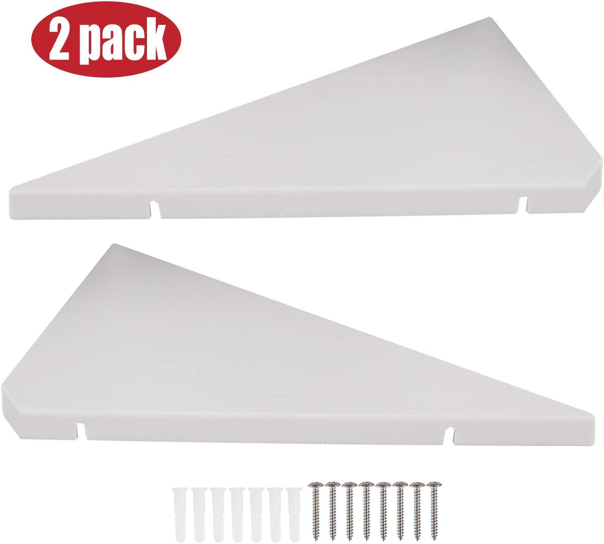 Corner Mounting Shelf Set of 2 – Easy to Install Floating Wall Shelves with Wood Grain Finish, Durable and Waterproof ABS Plastic for Kitchen, Bathroom, Living Room Home Décor