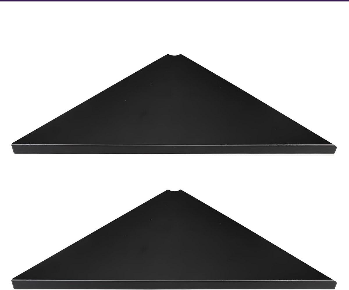 Corner Mounting Shelf Set of 2 – Easy to Install Floating Wall Shelves with Wood Grain Finish, Durable and Waterproof ABS Plastic for Kitchen, Bathroom, Living Room Home Décor