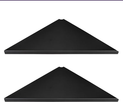 Corner Mounting Shelf Set of 2 – Easy to Install Floating Wall Shelves with Wood Grain Finish, Durable and Waterproof ABS Plastic for Kitchen, Bathroom, Living Room Home Décor