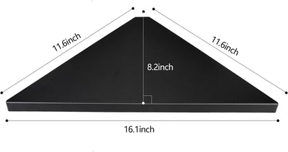Corner Mounting Shelf Set of 2 – Easy to Install Floating Wall Shelves with Wood Grain Finish, Durable and Waterproof ABS Plastic for Kitchen, Bathroom, Living Room Home Décor
