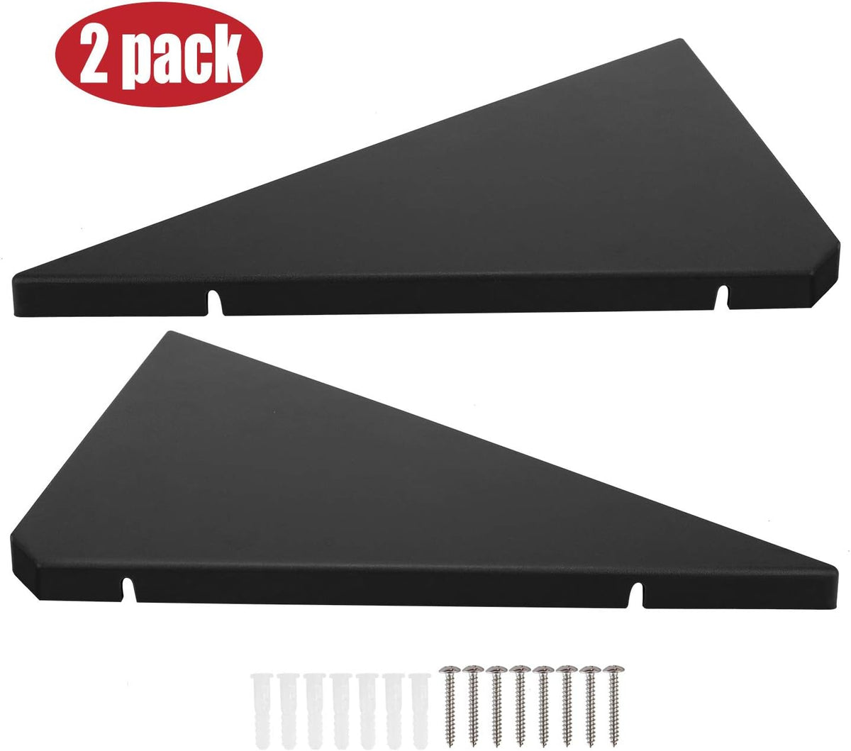 Corner Mounting Shelf Set of 2 – Easy to Install Floating Wall Shelves with Wood Grain Finish, Durable and Waterproof ABS Plastic for Kitchen, Bathroom, Living Room Home Décor