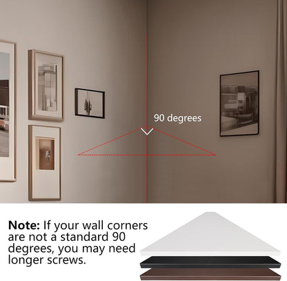 Corner Mounting Shelf Set of 2 – Easy to Install Floating Wall Shelves with Wood Grain Finish, Durable and Waterproof ABS Plastic for Kitchen, Bathroom, Living Room Home Décor