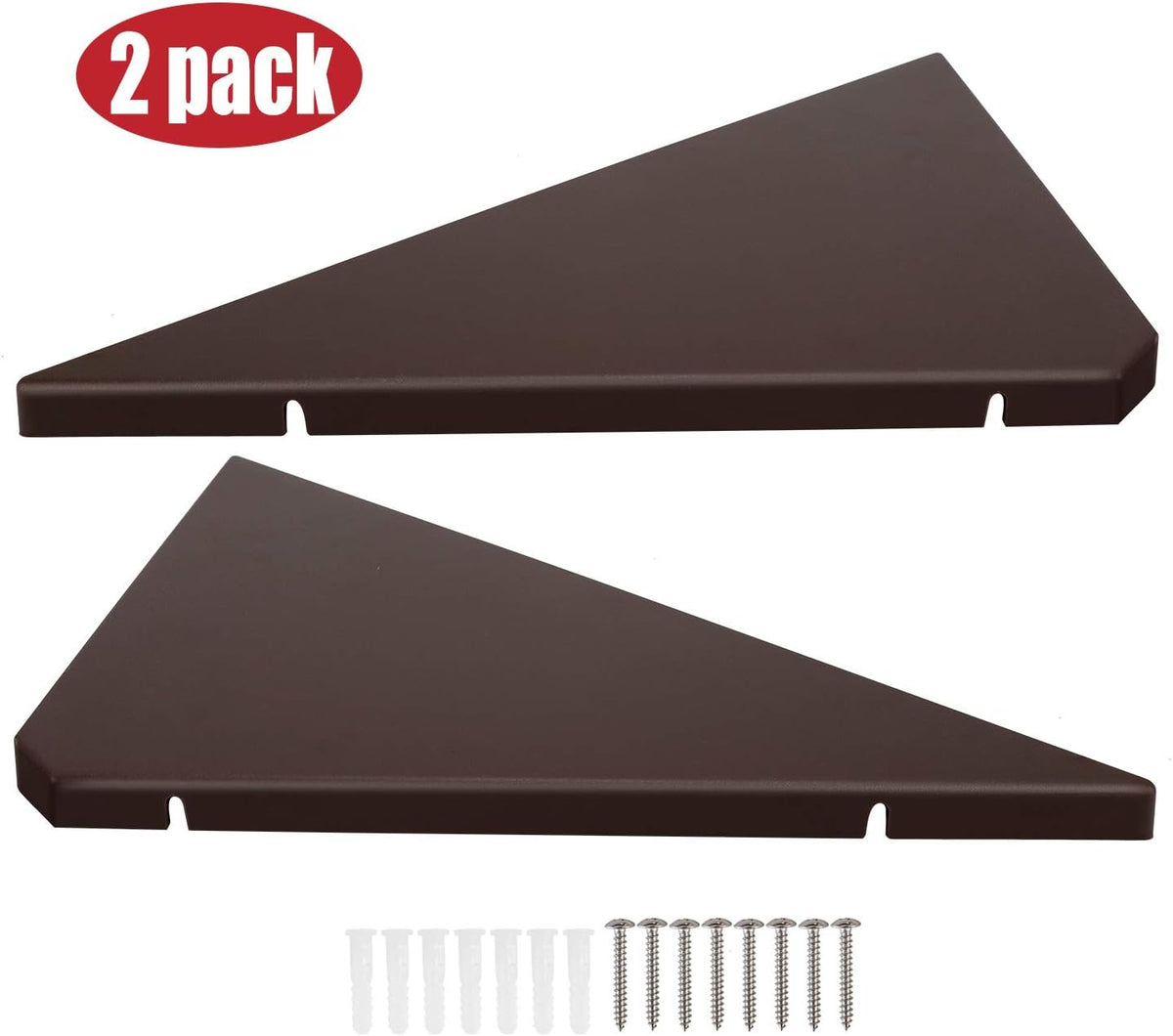 Corner Mounting Shelf Set of 2 – Easy to Install Floating Wall Shelves with Wood Grain Finish, Durable and Waterproof ABS Plastic for Kitchen, Bathroom, Living Room Home Décor