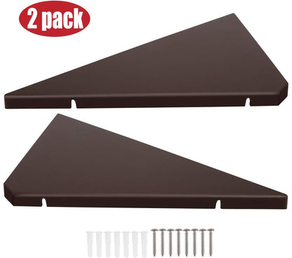 Corner Mounting Shelf Set of 2 – Easy to Install Floating Wall Shelves with Wood Grain Finish, Durable and Waterproof ABS Plastic for Kitchen, Bathroom, Living Room Home Décor