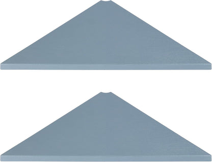 Corner Mounting Shelf Set of 2 – Easy to Install Floating Wall Shelves with Wood Grain Finish, Durable and Waterproof ABS Plastic for Kitchen, Bathroom, Living Room Home Décor