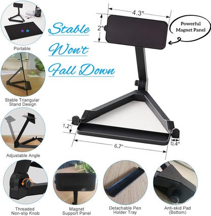 Black Magnetic Glass Board Desktop Easel, 16x12 Black Dry Erase Board for Desk, Tabletop Glass Whiteboard on Adjustable Stand, Portable Tempered Glass Board for Office Home