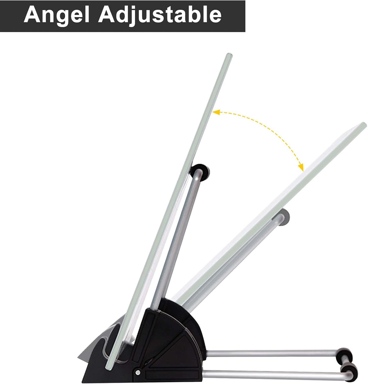 Black Magnetic Glass Board Desktop Easel, 16x12 Black Dry Erase Board for Desk, Tabletop Glass Whiteboard on Adjustable Stand, Portable Tempered Glass Board for Office Home