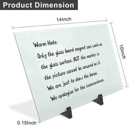 Black Magnetic Glass Board Desktop Easel, 16x12 Black Dry Erase Board for Desk, Tabletop Glass Whiteboard on Adjustable Stand, Portable Tempered Glass Board for Office Home