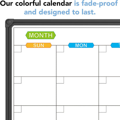Dry Erase Calendar Whiteboard, Magnetic Month Board 36 x 24 Inch