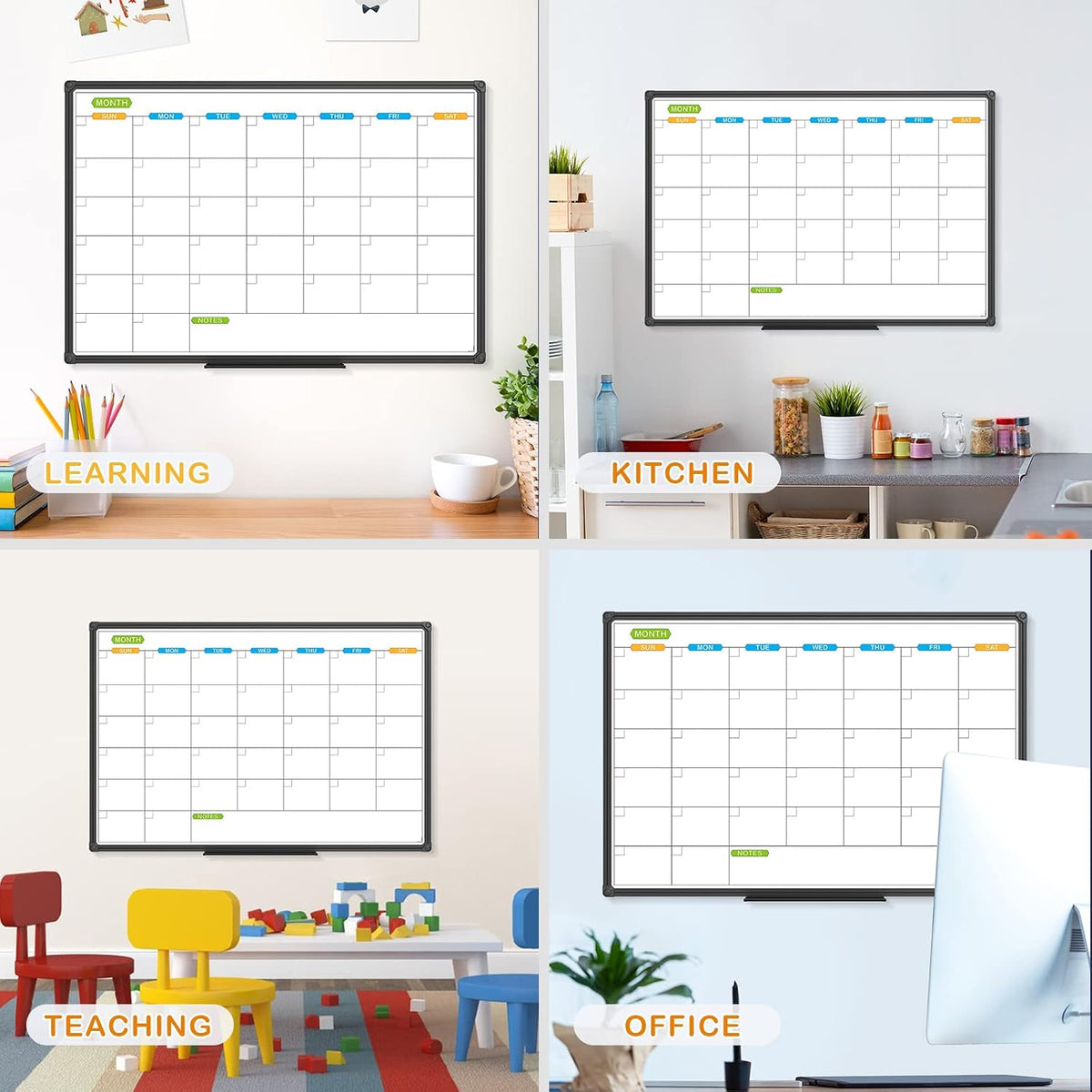 Dry Erase Calendar Whiteboard, Magnetic Month Board 36 x 24 Inch