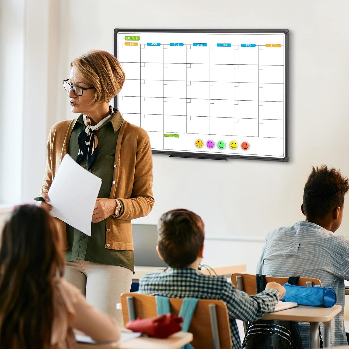 Dry Erase Calendar Whiteboard, Magnetic Month Board 36 x 24 Inch