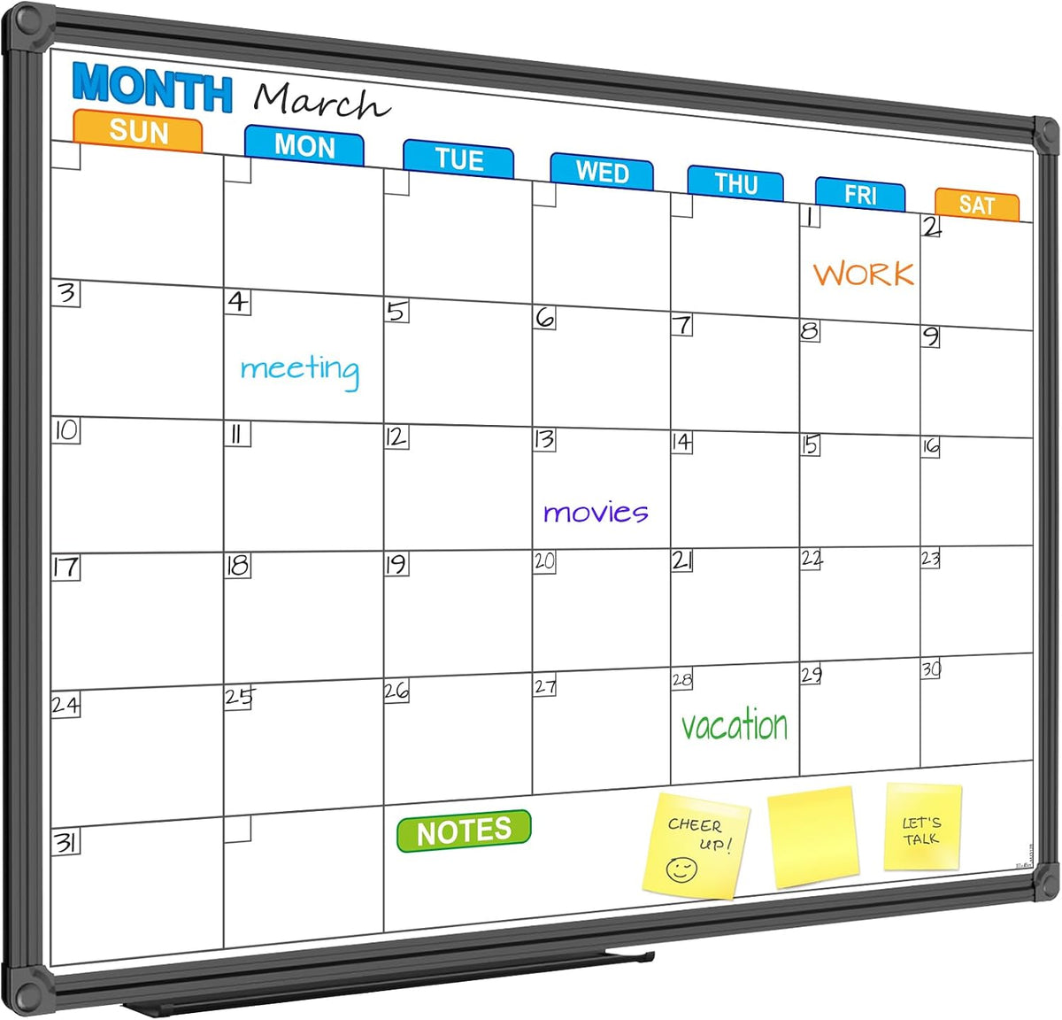 Dry Erase Calendar Whiteboard, Magnetic Month Board 36 x 24 Inch