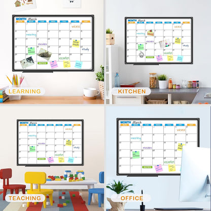 Dry Erase Calendar Whiteboard, Magnetic Month Board 36 x 24 Inch