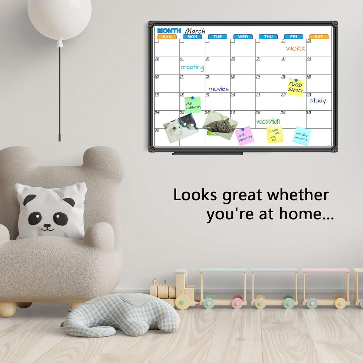 Dry Erase Calendar Whiteboard, Magnetic Month Board 36 x 24 Inch