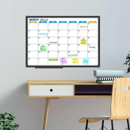 Dry Erase Calendar Whiteboard, Magnetic Month Board 36 x 24 Inch