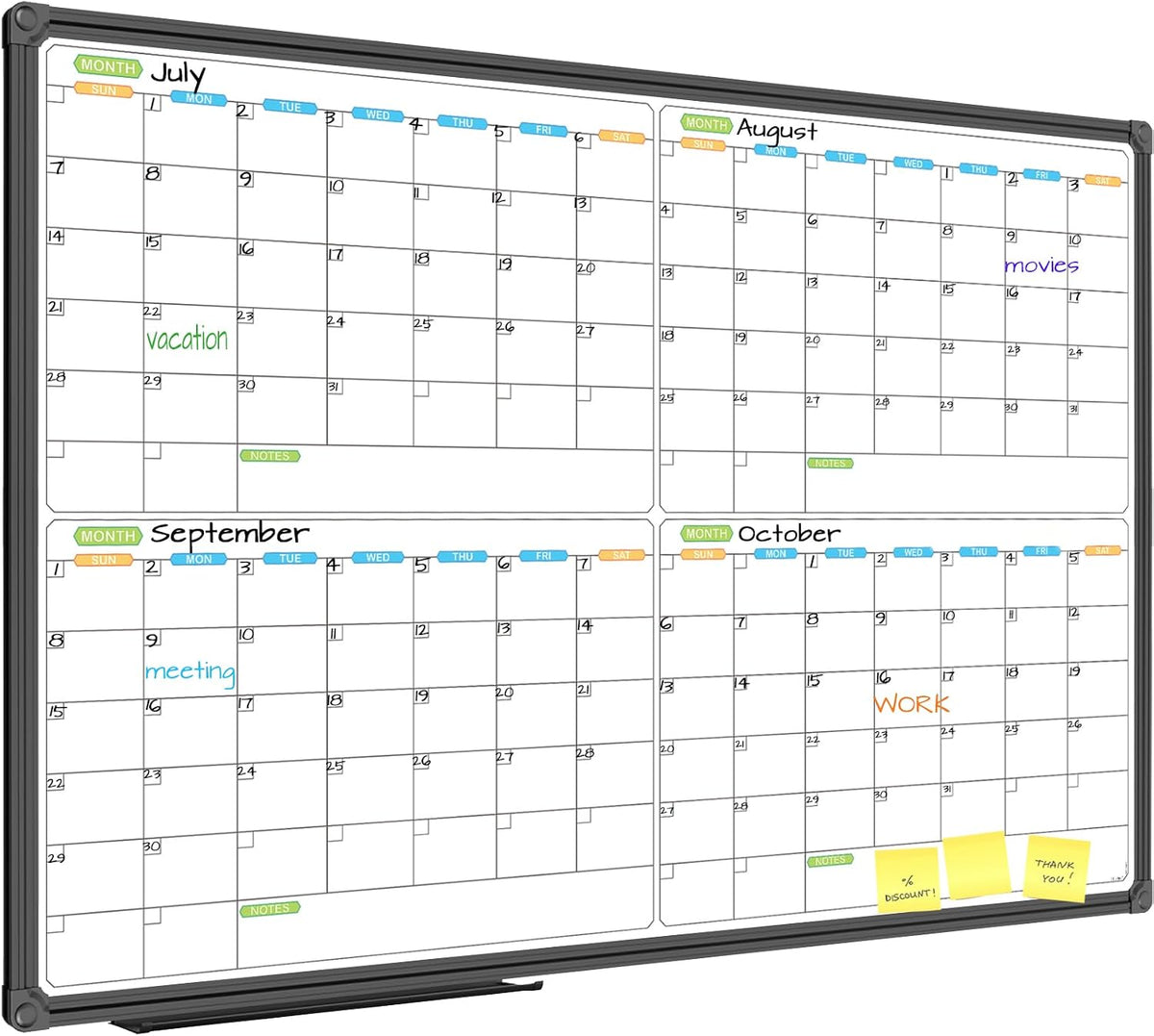 Dry Erase Calendar Whiteboard, Magnetic Month Board 36 x 24 Inch