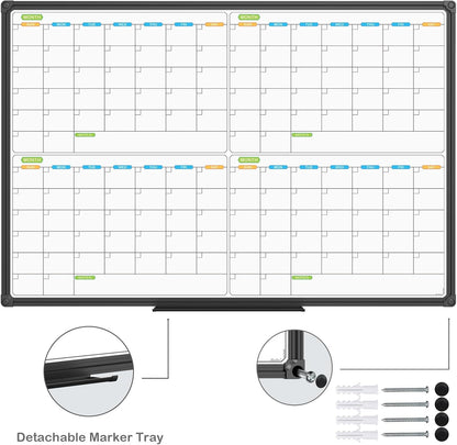 Dry Erase Calendar Whiteboard, Magnetic Month Board 36 x 24 Inch