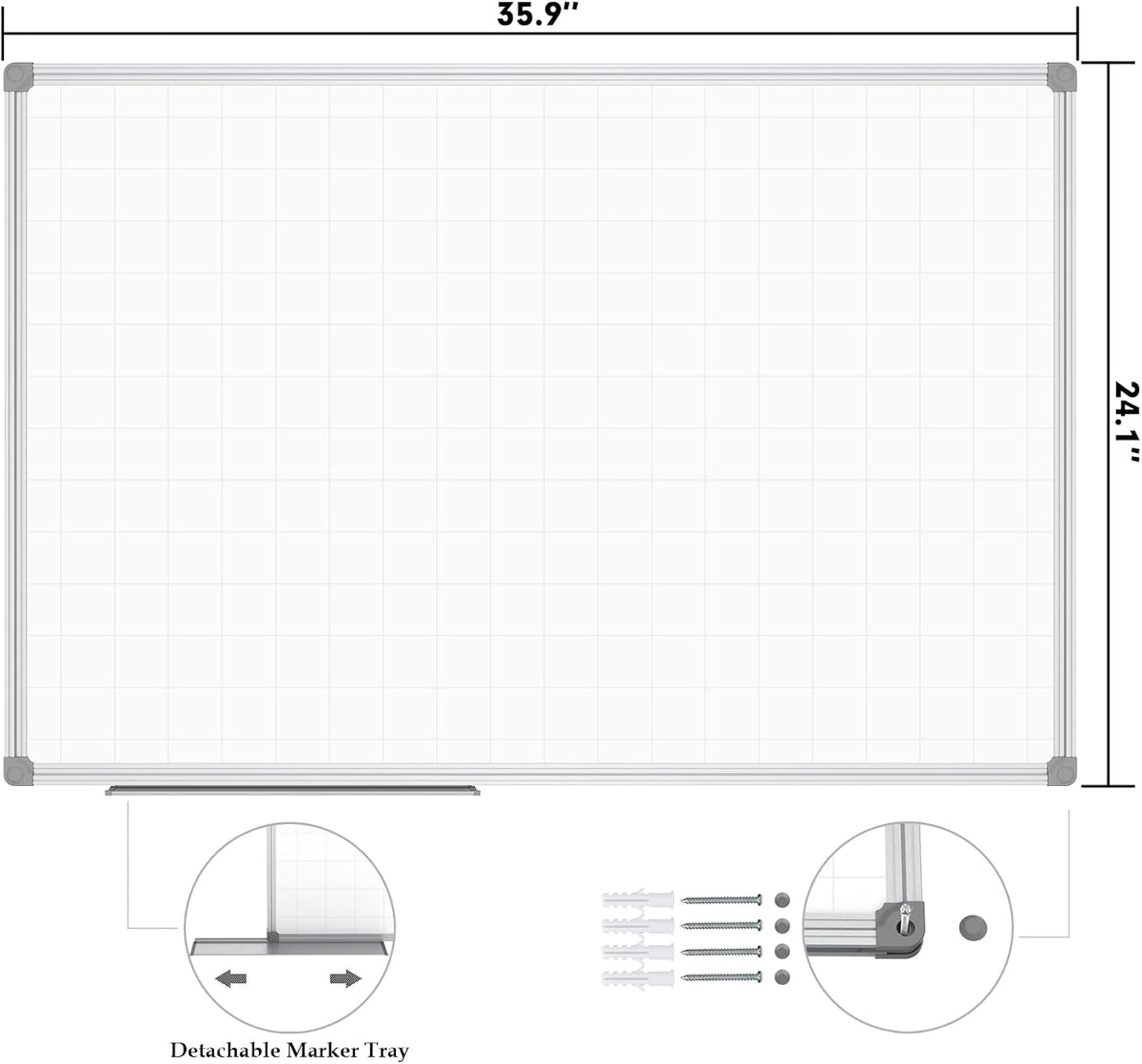 Dry Erase Calendar Whiteboard, Magnetic Month Board 36 x 24 Inch