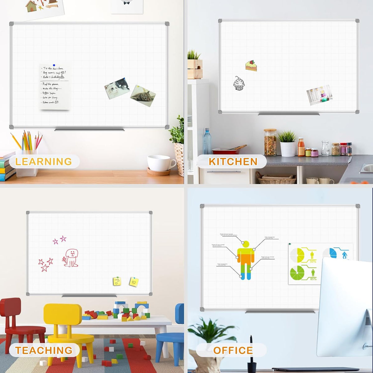 Dry Erase Calendar Whiteboard, Magnetic Month Board 36 x 24 Inch