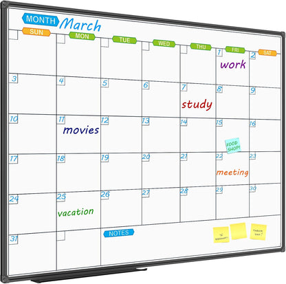 Dry Erase Calendar Whiteboard, Magnetic Month Board 36 x 24 Inch