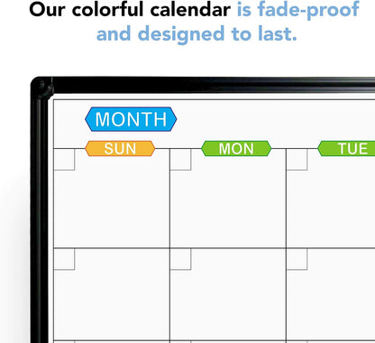 Dry Erase Calendar Whiteboard, Magnetic Month Board 36 x 24 Inch
