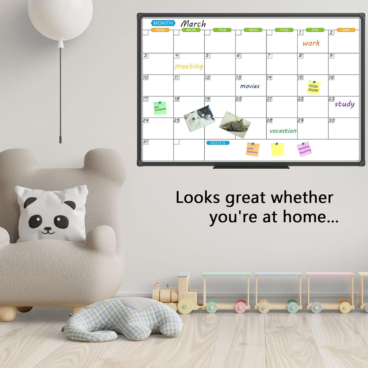 Dry Erase Calendar Whiteboard, Magnetic Month Board 36 x 24 Inch