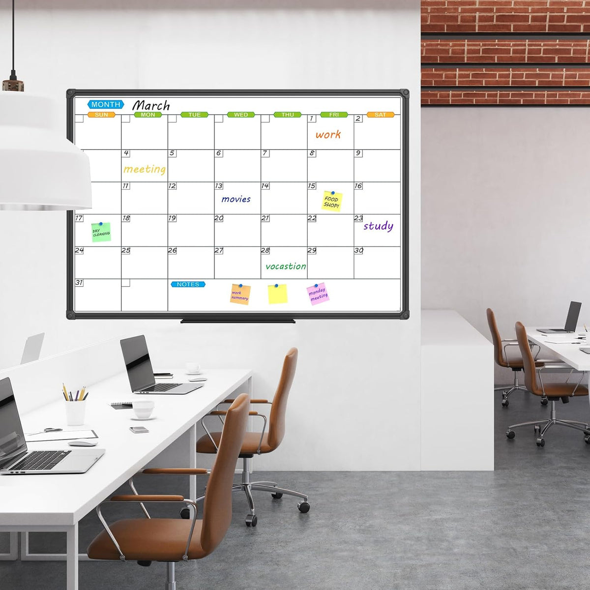 Dry Erase Calendar Whiteboard, Magnetic Month Board 36 x 24 Inch
