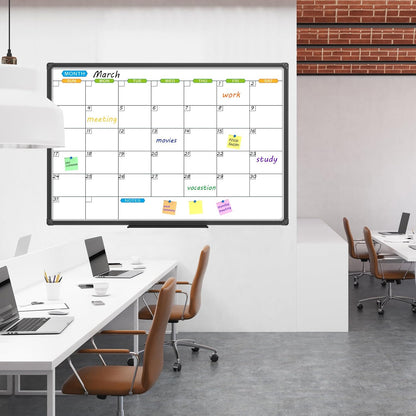 Dry Erase Calendar Whiteboard, Magnetic Month Board 36 x 24 Inch
