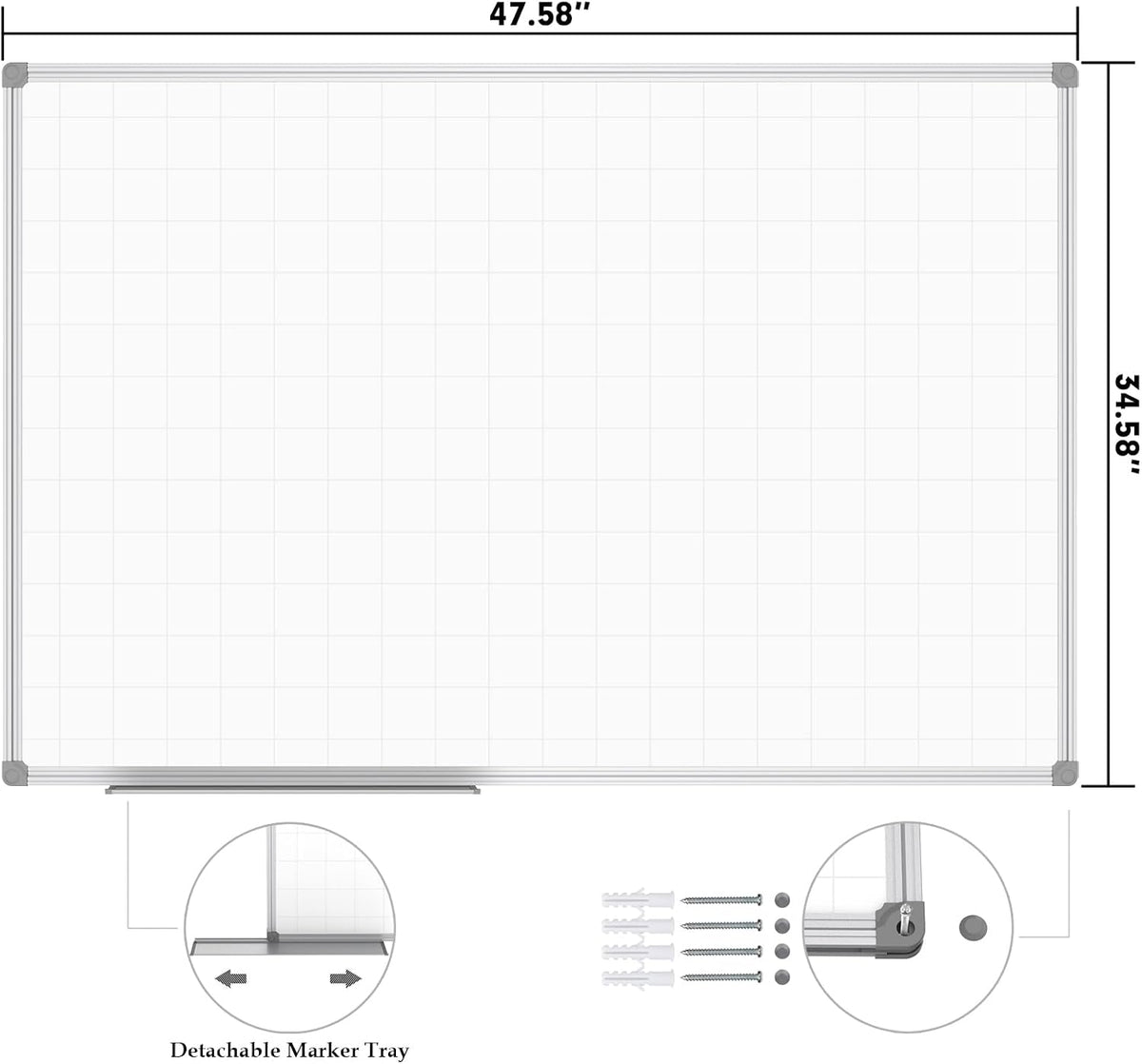 Dry Erase Calendar Whiteboard, Magnetic Month Board 36 x 24 Inch