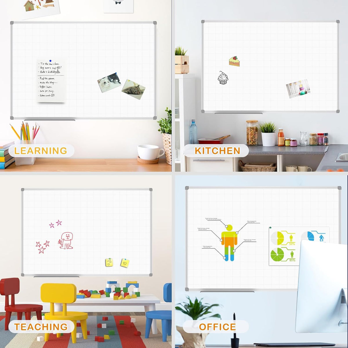 Dry Erase Calendar Whiteboard, Magnetic Month Board 36 x 24 Inch