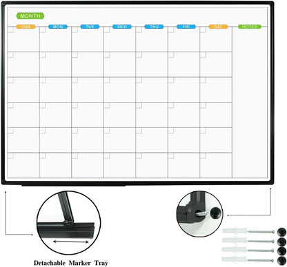 Dry Erase Calendar Whiteboard, Magnetic Month Board 36 x 24 Inch