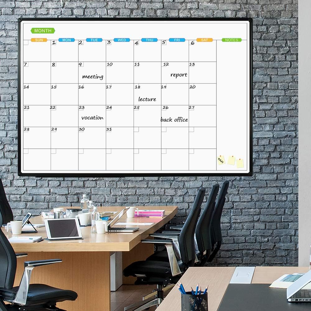 Dry Erase Calendar Whiteboard, Magnetic Month Board 36 x 24 Inch