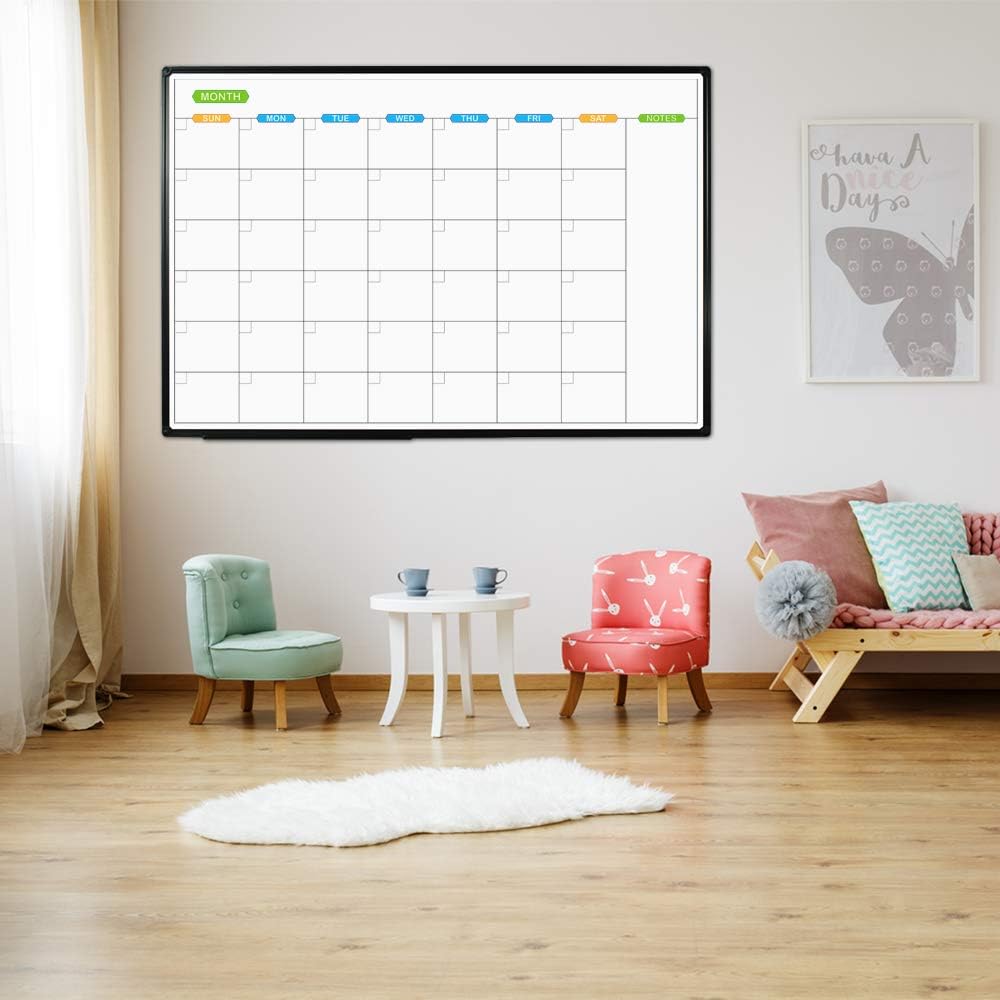 Dry Erase Calendar Whiteboard, Magnetic Month Board 36 x 24 Inch