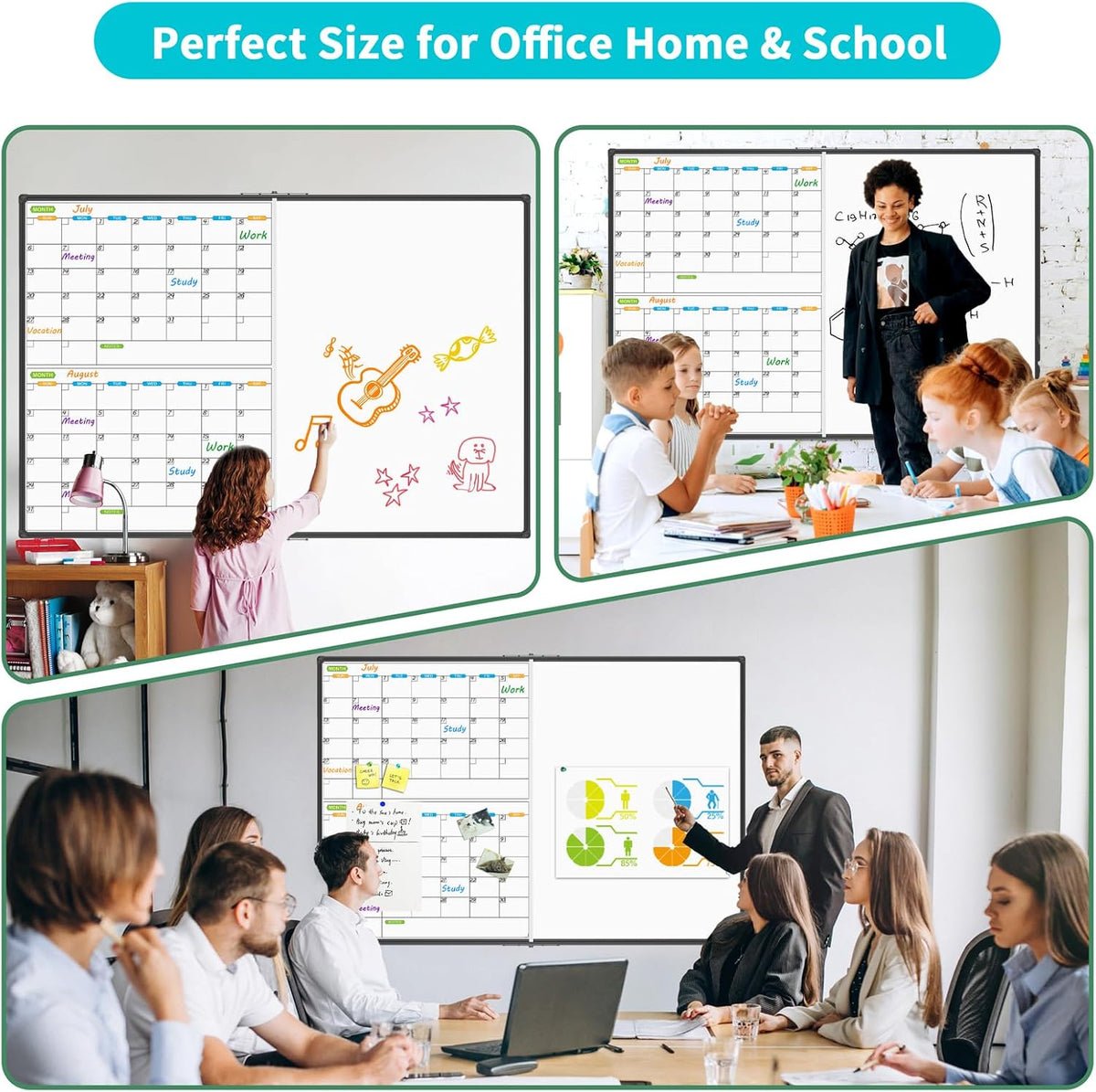 Dry Erase Calendar Whiteboard, Magnetic Month Board 36 x 24 Inch