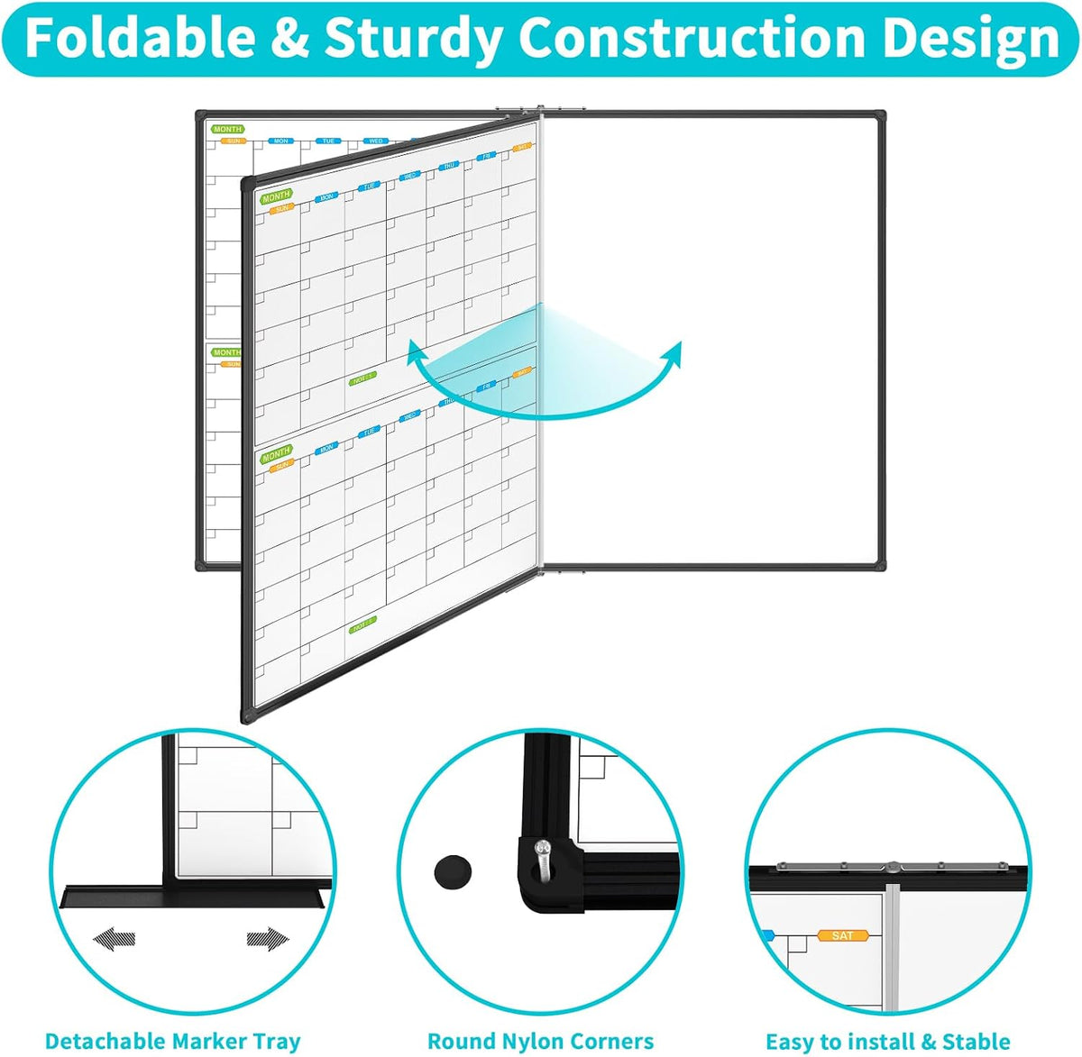 Dry Erase Calendar Whiteboard, Magnetic Month Board 36 x 24 Inch