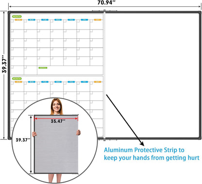 Dry Erase Calendar Whiteboard, Magnetic Month Board 36 x 24 Inch
