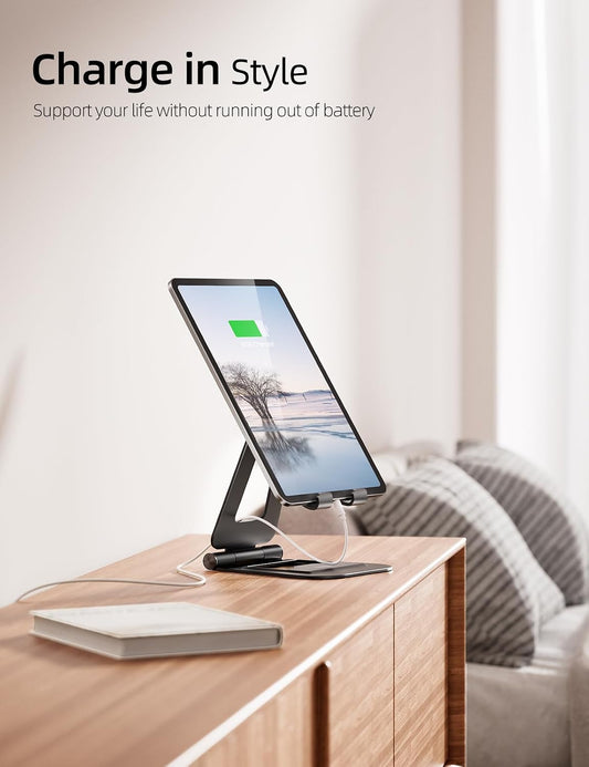 Dual Adjustable Foldable iPad Stand, Full Aluminum, Stable Support