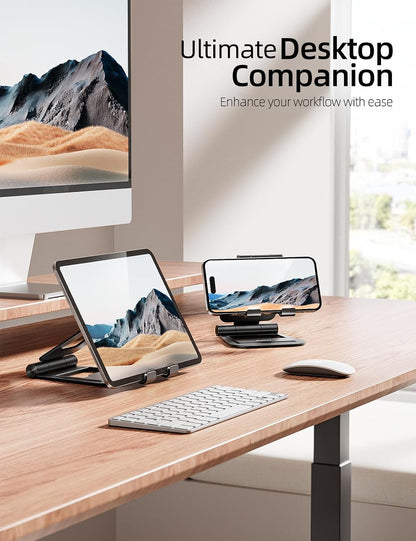 Dual Adjustable Foldable iPad Stand, Full Aluminum, Stable Support