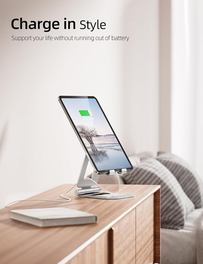 Dual Adjustable Foldable iPad Stand, Full Aluminum, Stable Support