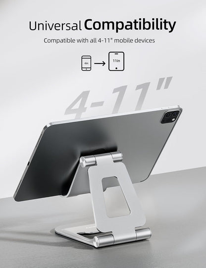 Dual Adjustable Foldable iPad Stand, Full Aluminum, Stable Support