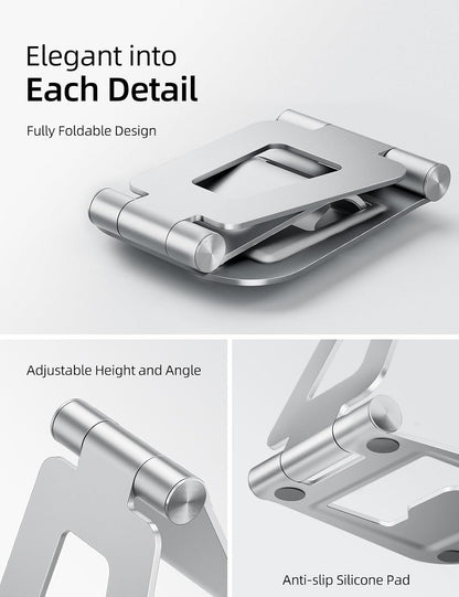 Dual Adjustable Foldable iPad Stand, Full Aluminum, Stable Support