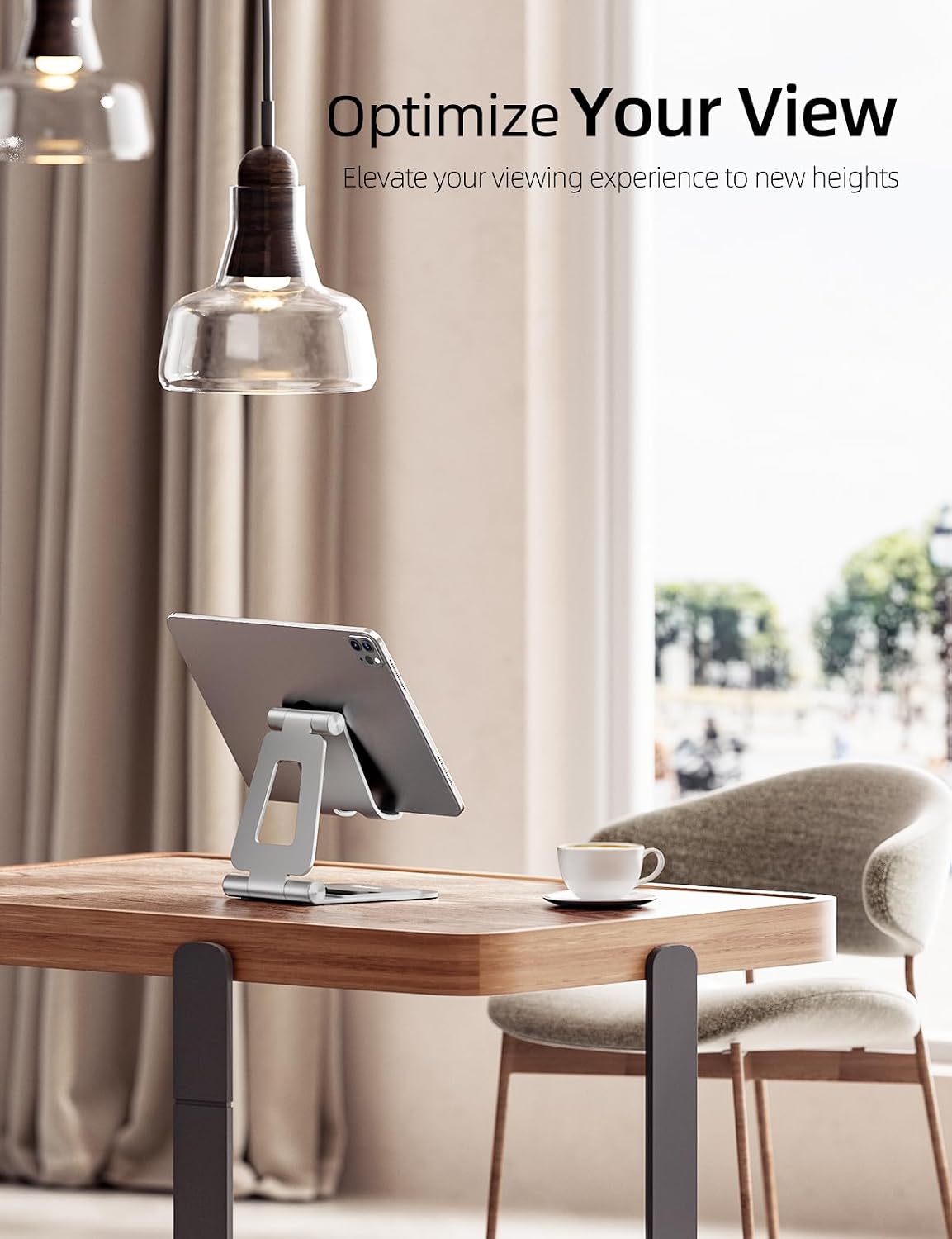 Dual Adjustable Foldable iPad Stand, Full Aluminum, Stable Support