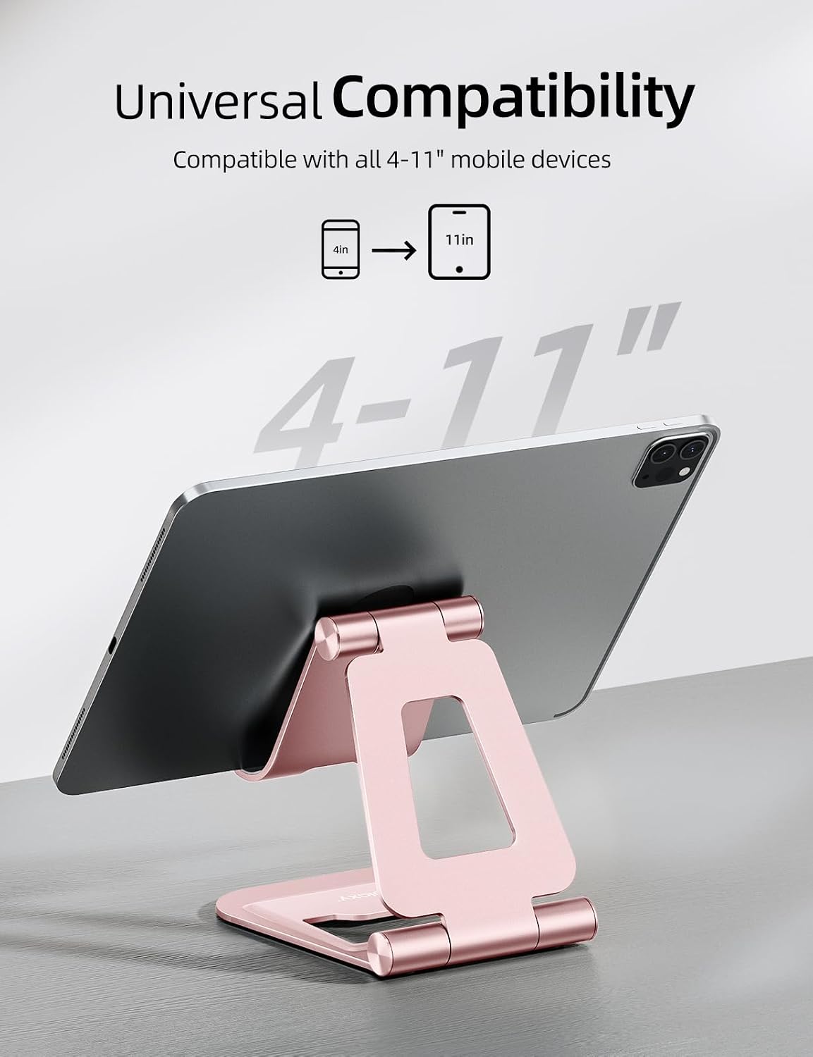Dual Adjustable Foldable iPad Stand, Full Aluminum, Stable Support