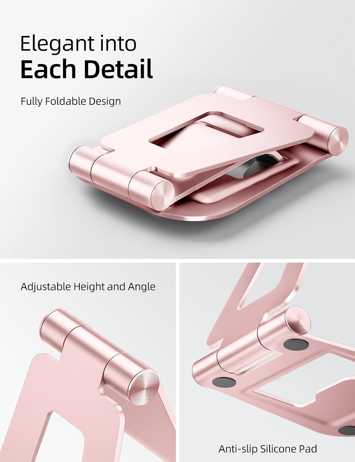 Dual Adjustable Foldable iPad Stand, Full Aluminum, Stable Support