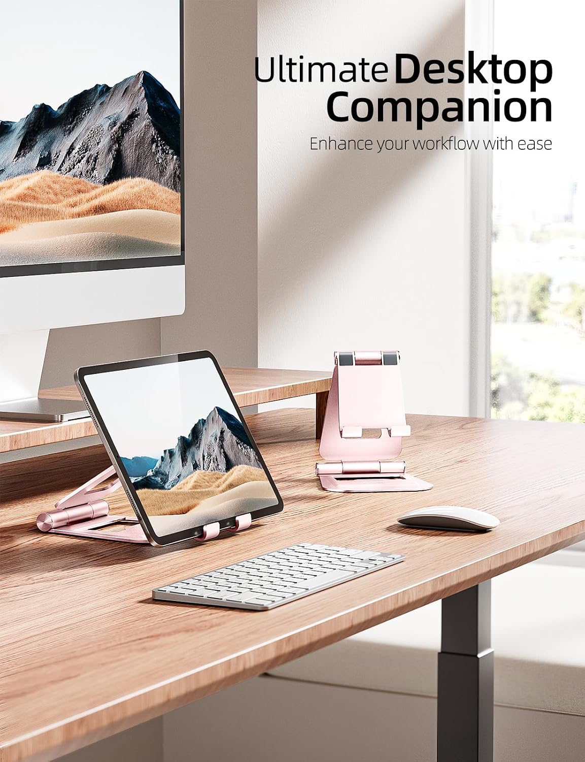 Dual Adjustable Foldable iPad Stand, Full Aluminum, Stable Support