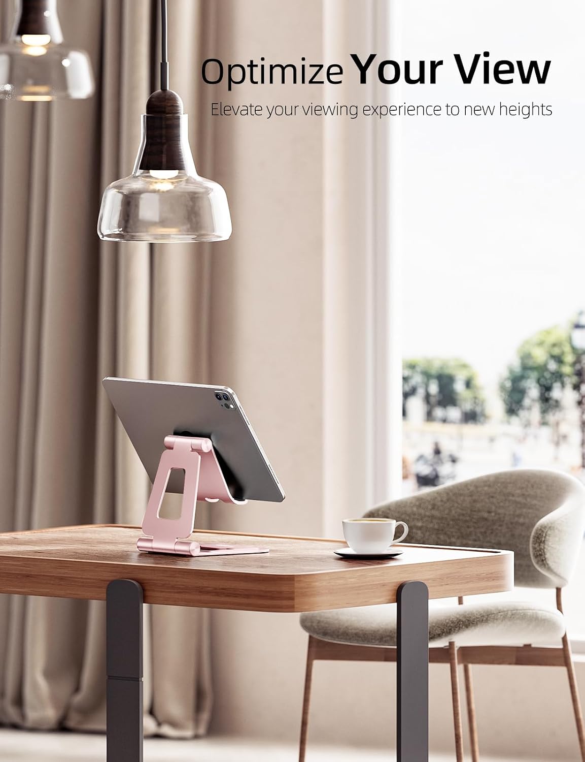 Dual Adjustable Foldable iPad Stand, Full Aluminum, Stable Support