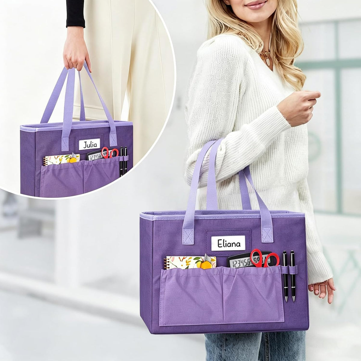 Desktop File Organizer Box,Collapsible Hanging Filing Box,Home Office Document Storage Organizer with Front Pocket and Handles, Letter Size Folder. (PURPLE)
