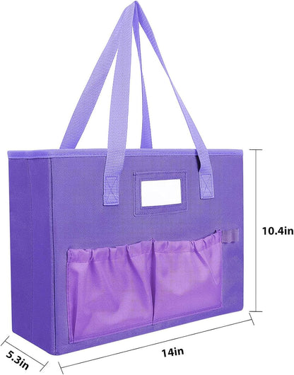 Desktop File Organizer Box,Collapsible Hanging Filing Box,Home Office Document Storage Organizer with Front Pocket and Handles, Letter Size Folder. (PURPLE)