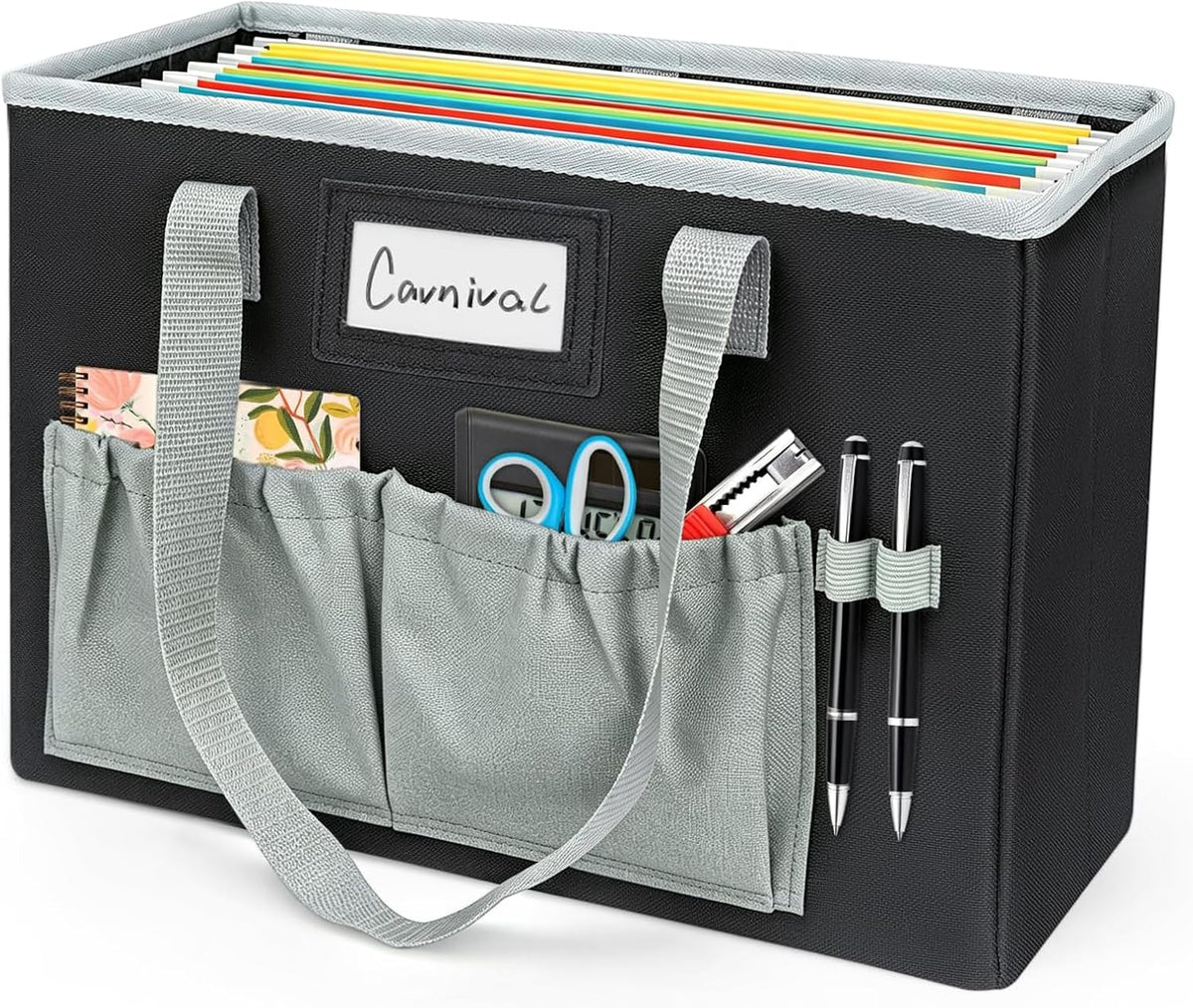 Desktop File Organizer Box,Collapsible Hanging Filing Box,Home Office Document Storage Organizer with Front Pocket and Handles, Letter Size Folder. (PURPLE)